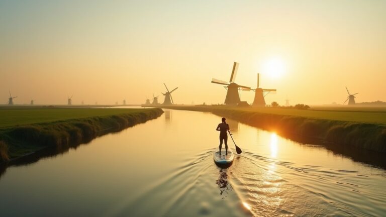 SUP route Nederlands landschap met windmolens